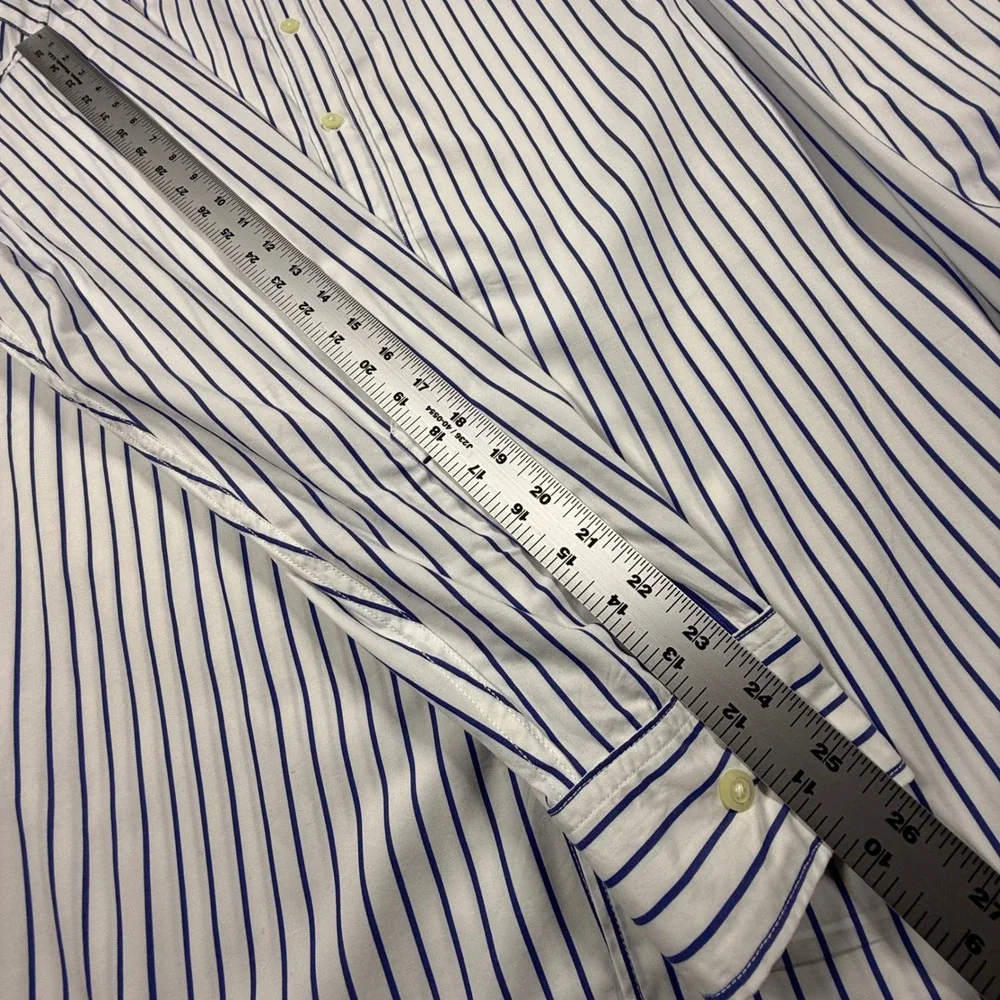 Banana Republic Camden Fit Custom 078 Wash Shirt Mens XL Blue White Striped L/S